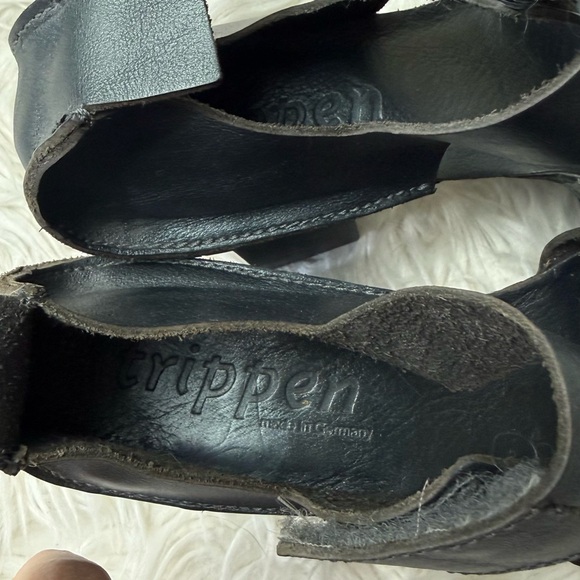 Trippen Metallic Dark Green Leather Mary Jane Block Heel Shoes EU 36 - Picture 9 of 12